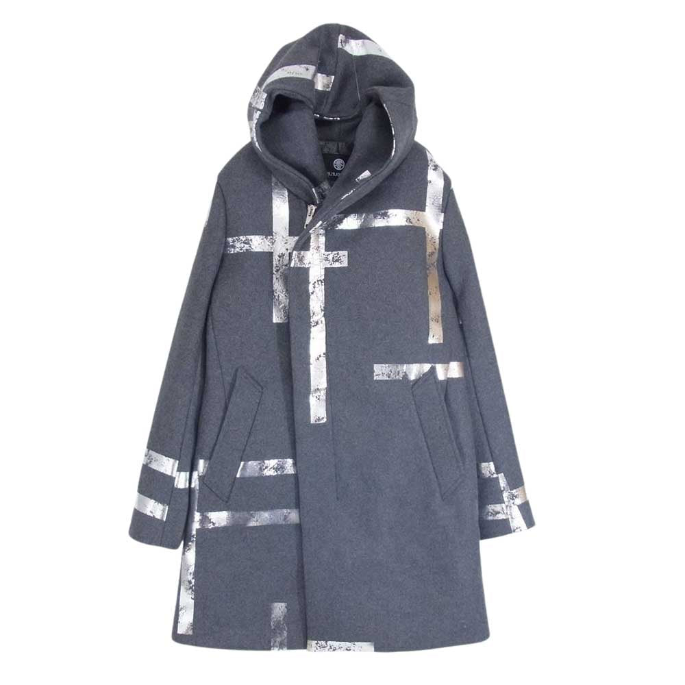 1piu1uguale3 ウノピュウノウグァーレトレ MRC128 WOL119 誉田屋源兵衛 WRAP COAT ウール フルジップ フード ラップ コート グレー系 Ⅲ【中古】 1piu1uguale3 ウノピュウノウグァーレトレ MRC128 WOL119 誉田屋源兵衛