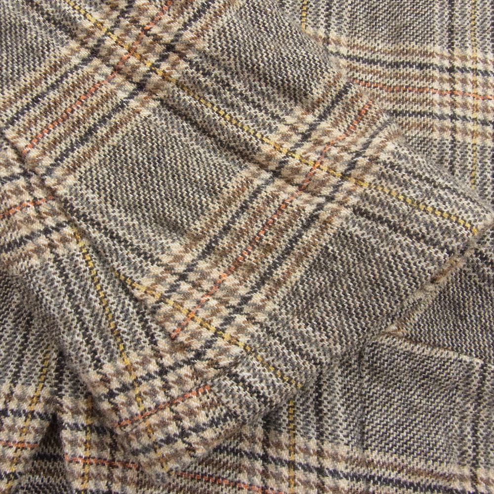 エムズブラック 202500 ウール混 1B チェック シングル テーラードジャケット ブラウン系 38【中古】