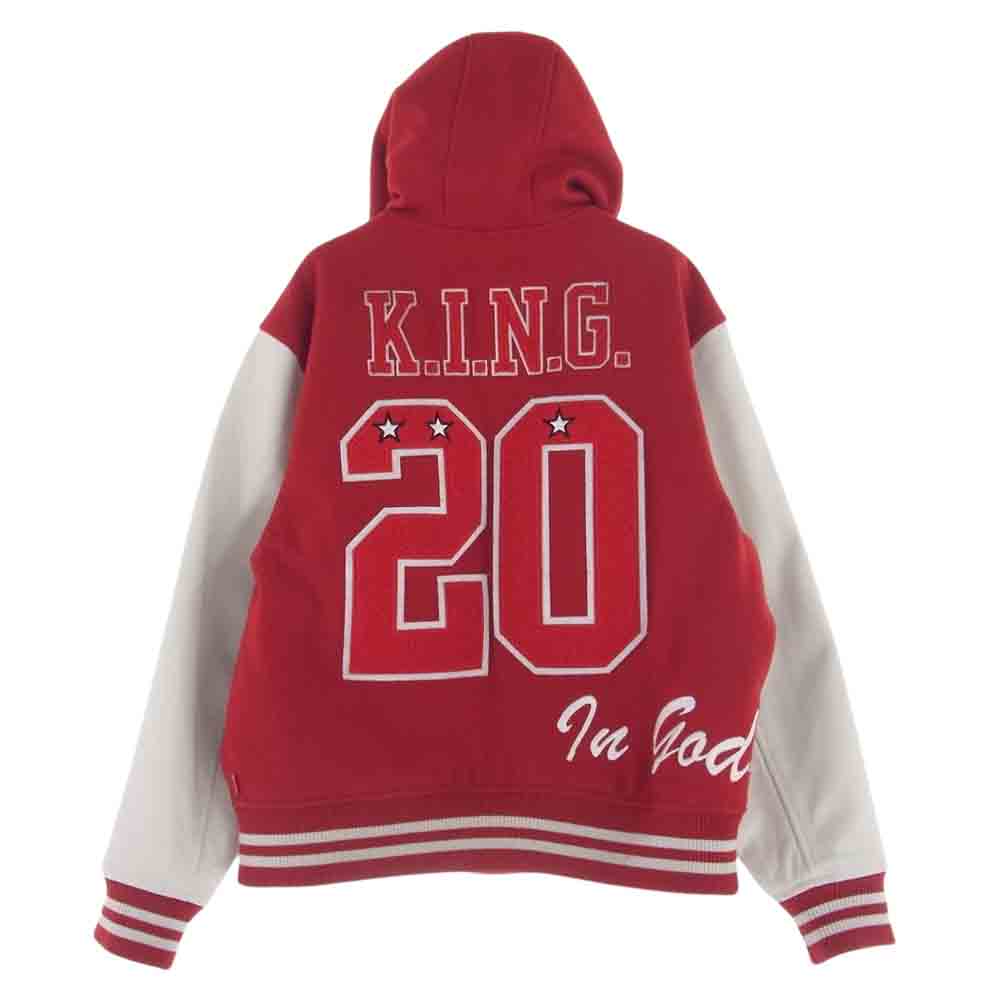 Supreme シュプリーム 20AW King Hooded Varsity Jacket キング フード バーシティ ジャケット スタジャン レッド系 M【中古】