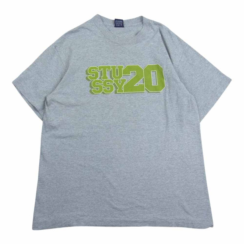 STUSSY ステューシー 90s～00s 紺タグ ナンバリング 20 ロゴプリント 半袖 Tシャツ グレー系 L【中古】