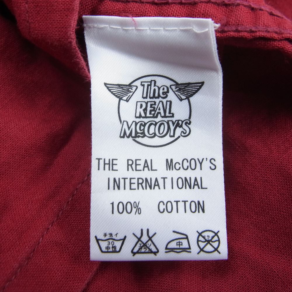 The REAL McCOY'S ザリアルマッコイズ JOE MCCOY ジョーマッコイ 8HOUR UNION BUCO CLUB ブコ クラブ 刺繍 ロゴ 半袖 ワーク シャツ レッド系 XL【中古】