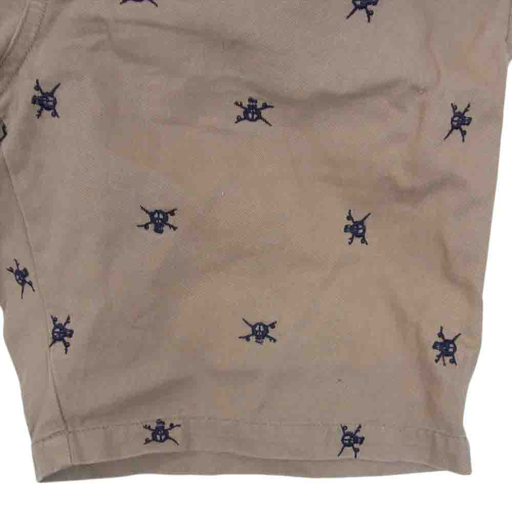 STUSSY ステューシー ドクロ刺繍 総柄 コットン ショート パンツ ブラウン系 34【中古】