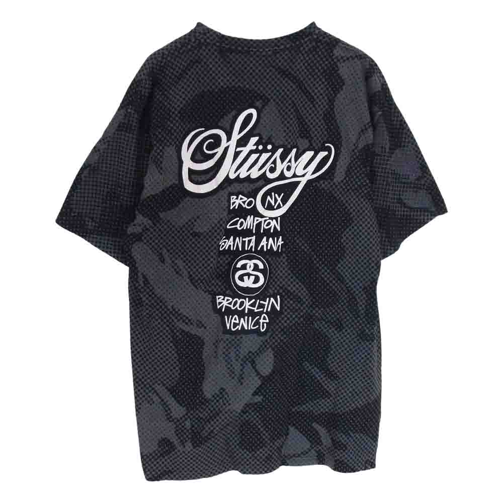 STUSSY ステューシー WORLD TOUR TEE 総柄 ワールドツアー 半袖 シャツ ブラック系 XL【中古】