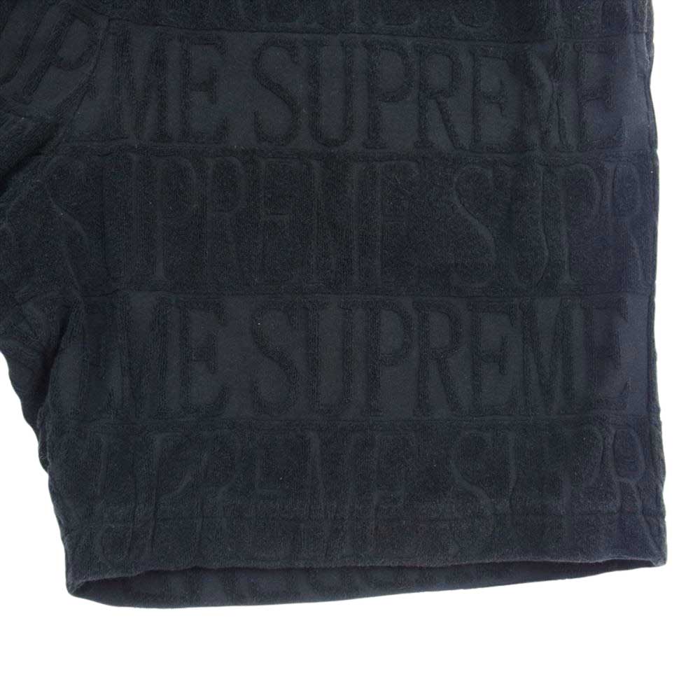 Supreme シュプリーム 17SS Logo Stripe Terry Short ロゴ ストライプ テリーショーツ パイル地 ショートパンツ ブラック系 M【中古】