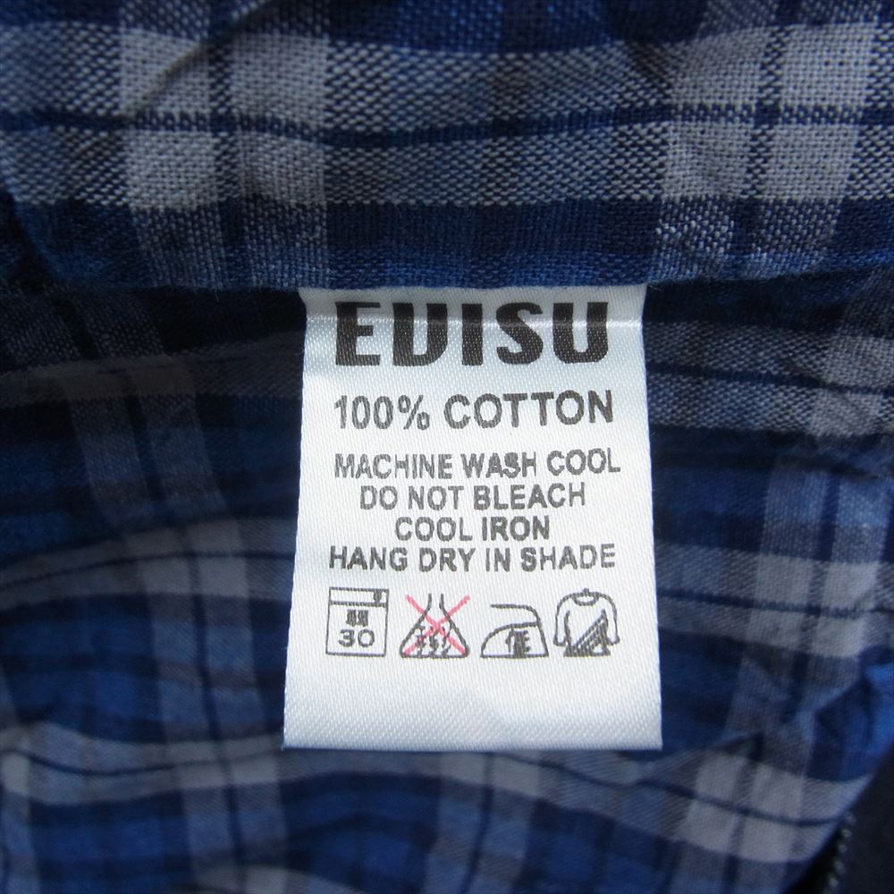 EVISU エヴィス TRICK VEST 裏地 チェック テーラード デニム ベスト インディゴブルー系 36【中古】