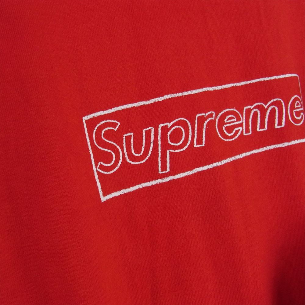 Supreme シュプリーム 21SS KAWS Chalk Logo Tee カウズチョークロゴ 半袖 Tシャツ レッド系 L【中古】
