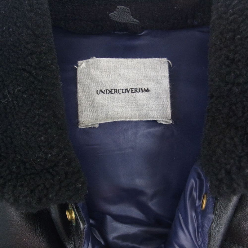 UNDERCOVER アンダーカバー 12AW J4205 UNDERCOVERISM アンダーカバーイズム ダウン ジャケット 袖レザー 襟ボア  切替 ブラック系 4【中古】