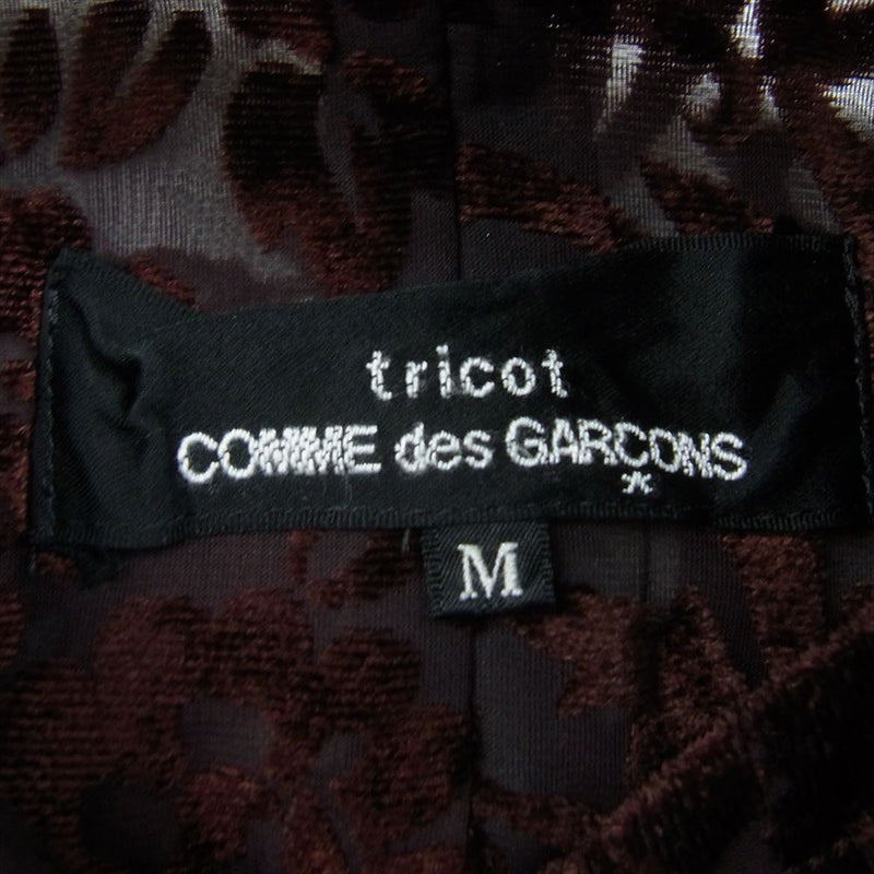tricot COMME des GARCONS トリココムデギャルソン AD2002 TG-B021 アーカイブ フロッキープリント フラワー柄 シアー シャツ ボルドー系 M【中古】