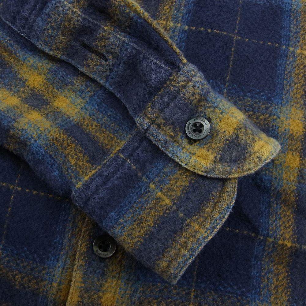 NEIGHBORHOOD ネイバーフッド 152ARNH-SHM03 オンブレ チェック ヘビー ネルシャツ 長袖 シャツ ネイビー系 L【中古】