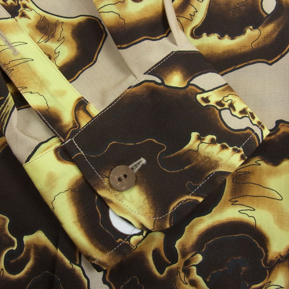 WACKO MARIA ワコマリア 56TS-WM-HI13 56 TATTOO STUDIO ゴロー タトゥー スタジオ HAWAIIAN SHIRT L/S TYPE 2 スカル 総柄 リヨセル 長袖 ハワイアン アロハ シャツ ベージュ系 M【新古品】【未使用】【中古】