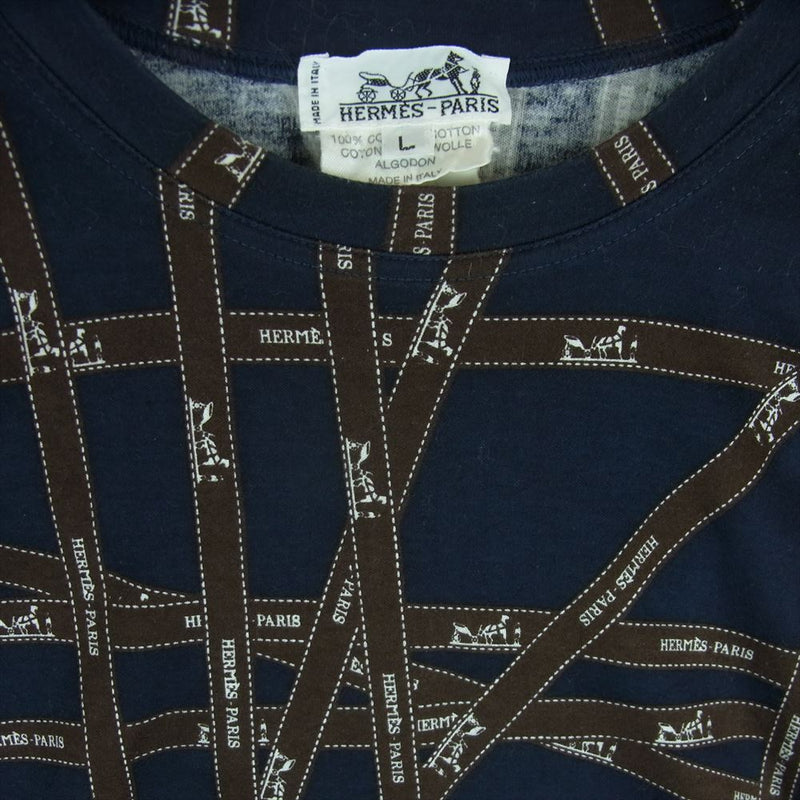 9,150円美品  HERMES エルメス  ボルデュック リボン柄  Tシャツ
