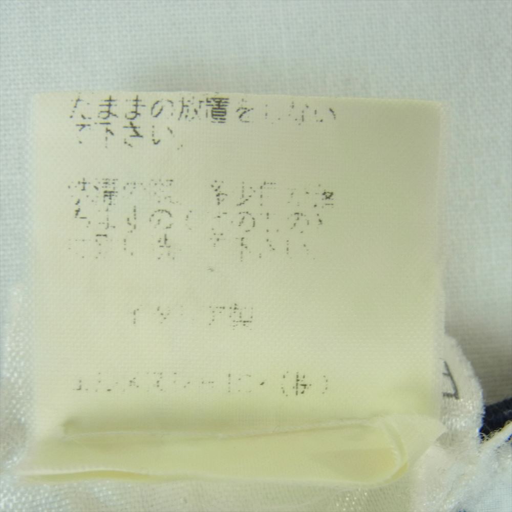 HERMES エルメス ボルデュック リボン柄 ロゴ 半袖 Tシャツ コットン イタリア製 ネイビー系 ブラウン系 L【中古】