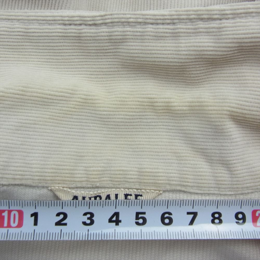 AURALEE オーラリー 17SS A7SS01NC WASHED CORDUROY SHIRTS JACKET ボタンレス ウォッシュド コーデュロイ シャツ ジャケット ホワイト系 3【中古】