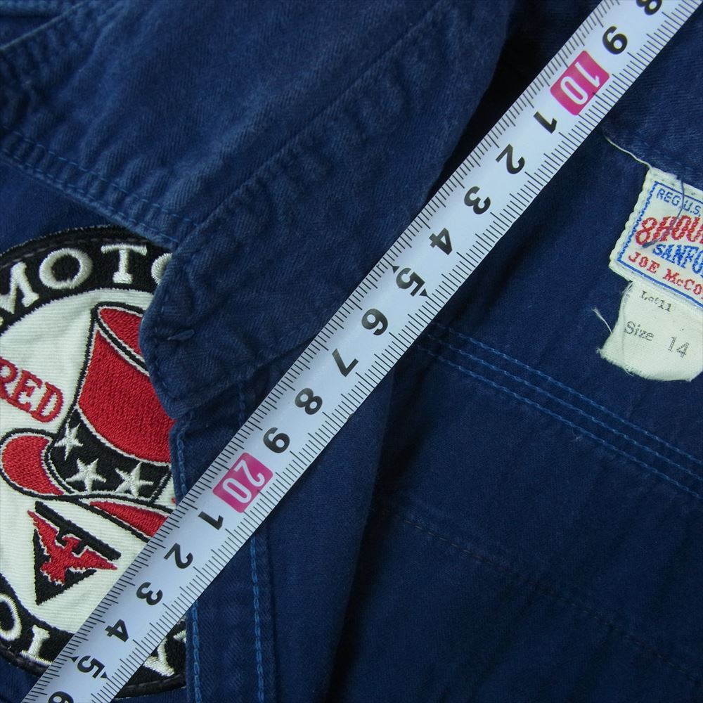 The REAL McCOY'S ザリアルマッコイズ JOE McCOY ジョーマッコイ 8hour Union ワッペン付き 半袖 ワーク シャツ ブルー系 14【中古】