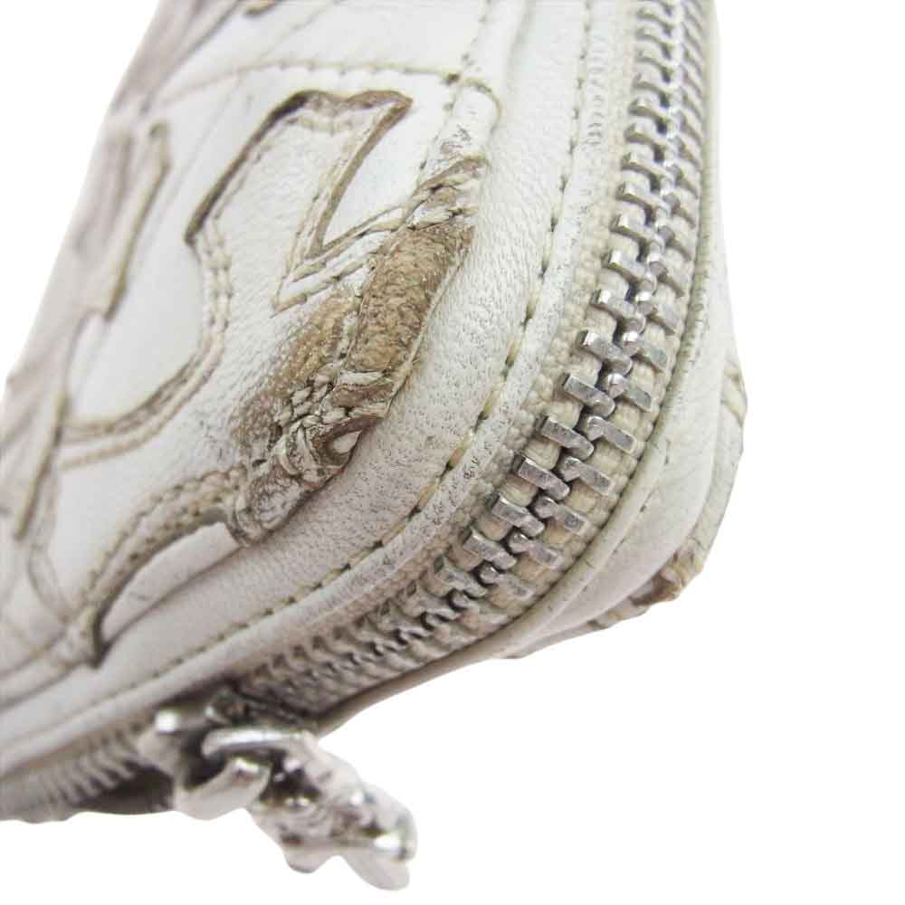 CHROME HEARTS クロムハーツ(原本無) REC F ZIP QUILTED セメタリークロス レザー ラウンドジップ ウォレット 財布 ホワイト系【中古】