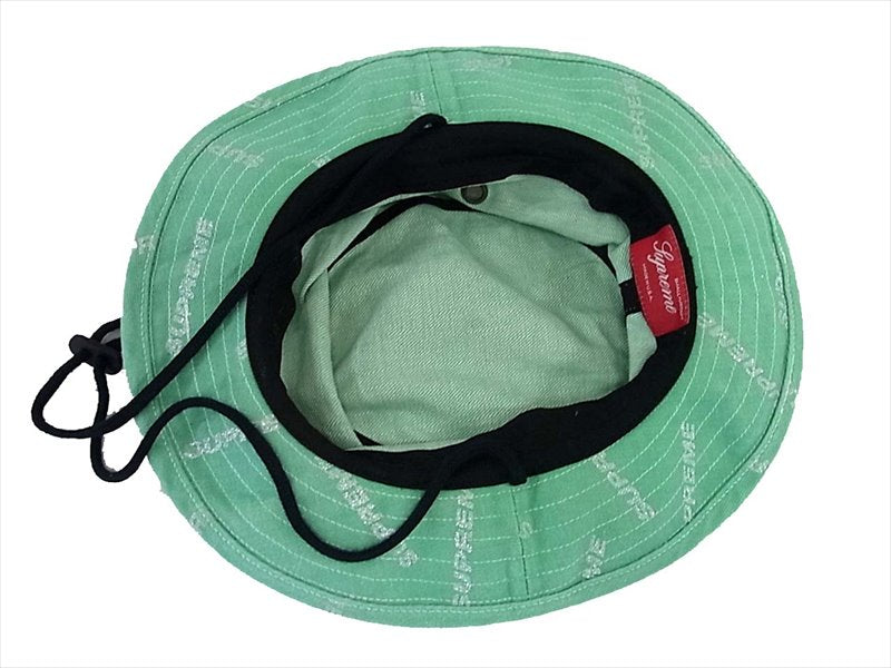 Supreme シュプリーム 17SS denim logo boonie hat ロゴ ブーニーハット 帽子 総柄 ライトグリーン系 SMALL/MEDIUM【中古】