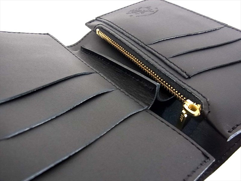 KAWATAKO カワタコ 革蛸 台形 ミドルワレット レザー 財布 二つ折り財布 ブラック系 ブラック系【新古品】【未使用】【中古】