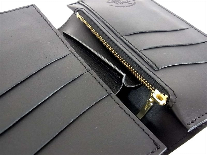 KAWATAKO カワタコ 革蛸 台形 ミドルワレット レザー 財布 二つ折り財布 ブラック系 ブラック系【新古品】【未使用】【中古】