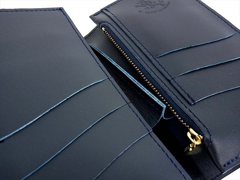 KAWATAKO カワタコ 革蛸 台形 ミドルワレット レザー 財布 二つ折り財布 ネイビー系 ネイビー系【新古品】【未使用】【中古】
