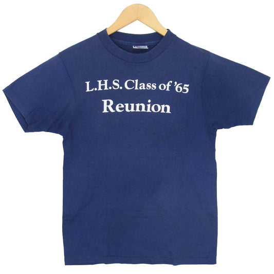 ヘインズ 80s USA製 青タグ Fifty-Fifty プリント Tシャツ ネイビー ブルー系 M【中古】