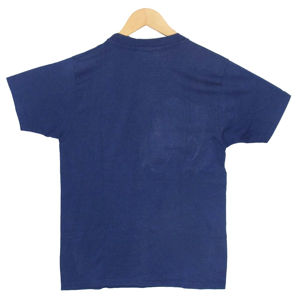 ヘインズ 80s USA製 青タグ Fifty-Fifty プリント Tシャツ ネイビー ブルー系 M【中古】