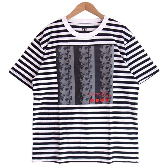 エフアールティー 半袖 プリント ボーダー Tシャツ 黒×白 黒×白 M【新古品】【未使用】【中古】