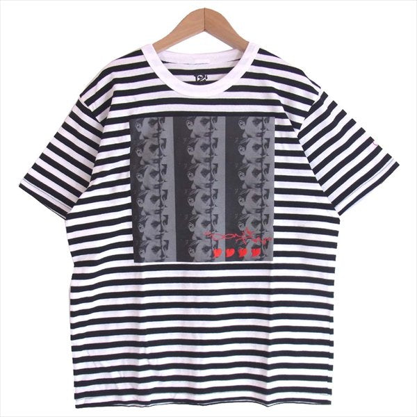 エフアールティー 半袖 プリント ボーダー Tシャツ 黒×白 黒×白 L【新古品】【未使用】【中古】