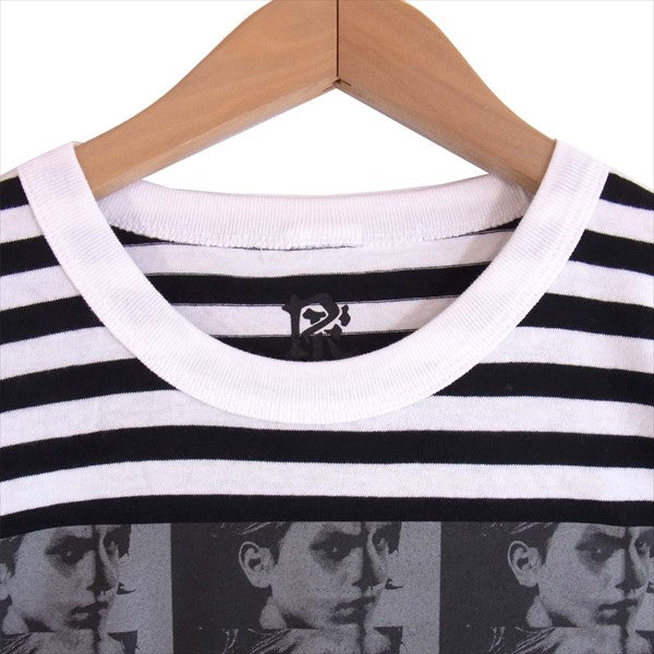 エフアールティー 半袖 プリント ボーダー Tシャツ 黒×白 黒×白 L【新古品】【未使用】【中古】