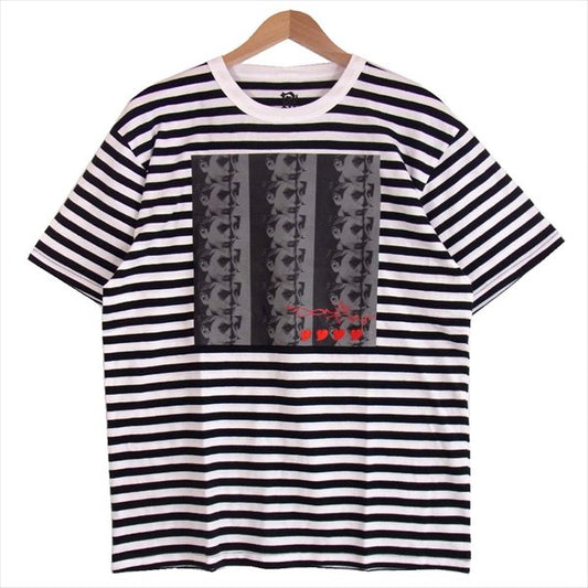 エフアールティー 半袖 プリント ボーダー Tシャツ 黒×白 黒×白 L【新古品】【未使用】【中古】