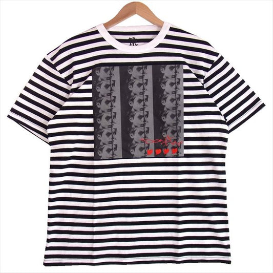 エフアールティー 半袖 プリント ボーダー Tシャツ 黒×白 黒×白 L【新古品】【未使用】【中古】