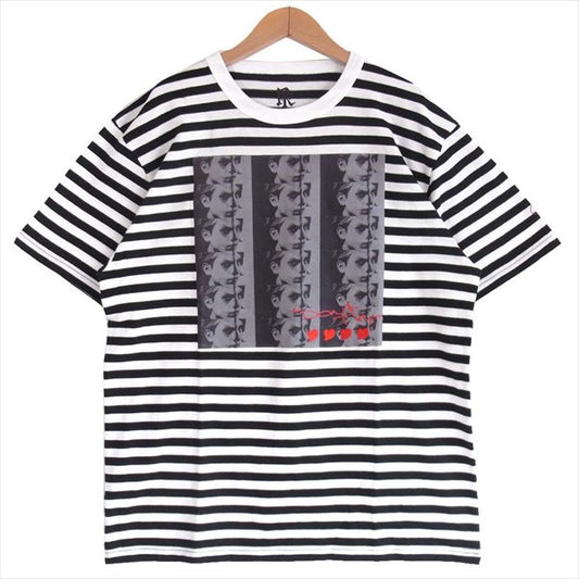 エフアールティー 半袖 プリント ボーダー Tシャツ 黒×白 黒×白 L【新古品】【未使用】【中古】