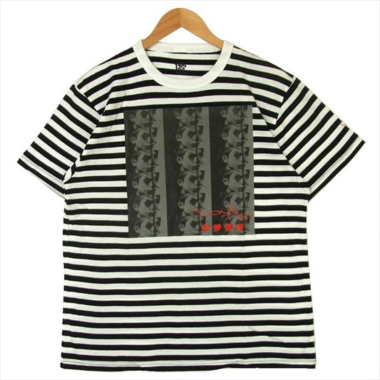 エフアールティー グラフィック プリント 半袖 Tシャツ 白 × 黒 ボーダー 白 × 黒 ボーダー M【新古品】【未使用】【中古】