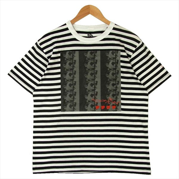 エフアールティー グラフィック プリント 半袖 Tシャツ 白 × 黒 ボーダー 白 × 黒 ボーダー M【新古品】【未使用】【中古】
