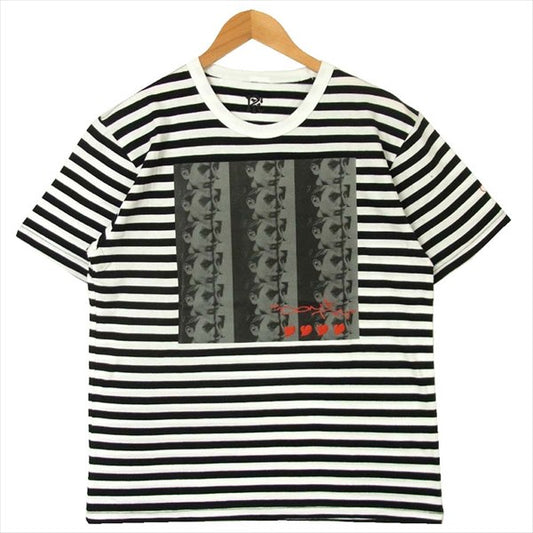 エフアールティー グラフィック プリント 半袖 Tシャツ 白 × 黒 ボーダー 白 × 黒 ボーダー M【新古品】【未使用】【中古】
