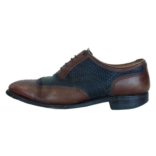 SCOTCH GRAIN スコッチグレイン 405 編み込み フルブローグ ビジネス シューズ ブラウン系 24CM【中古】