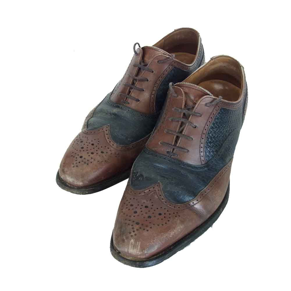 SCOTCH GRAIN スコッチグレイン 405 編み込み フルブローグ ビジネス シューズ ブラウン系 24CM【中古】