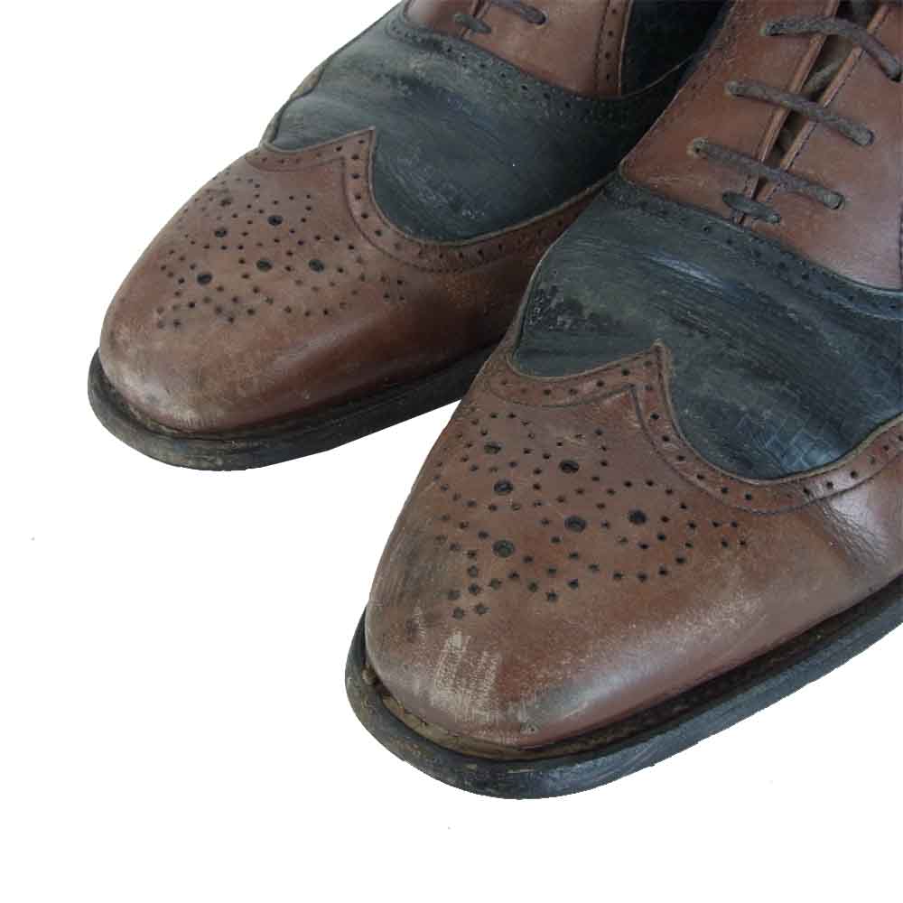 SCOTCH GRAIN スコッチグレイン 405 編み込み フルブローグ ビジネス シューズ ブラウン系 24CM【中古】