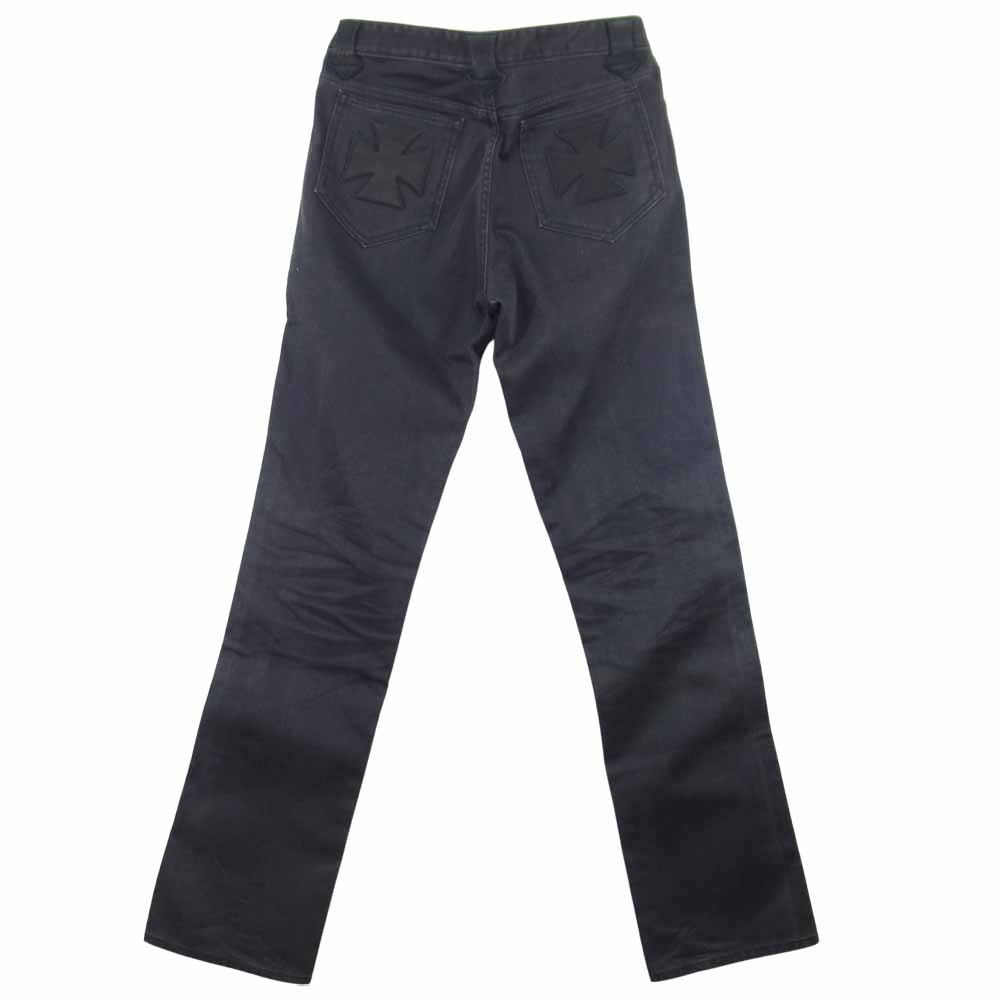 ブルオリジナル レザー クロス パッチ パンツ ブラック系 S【中古】