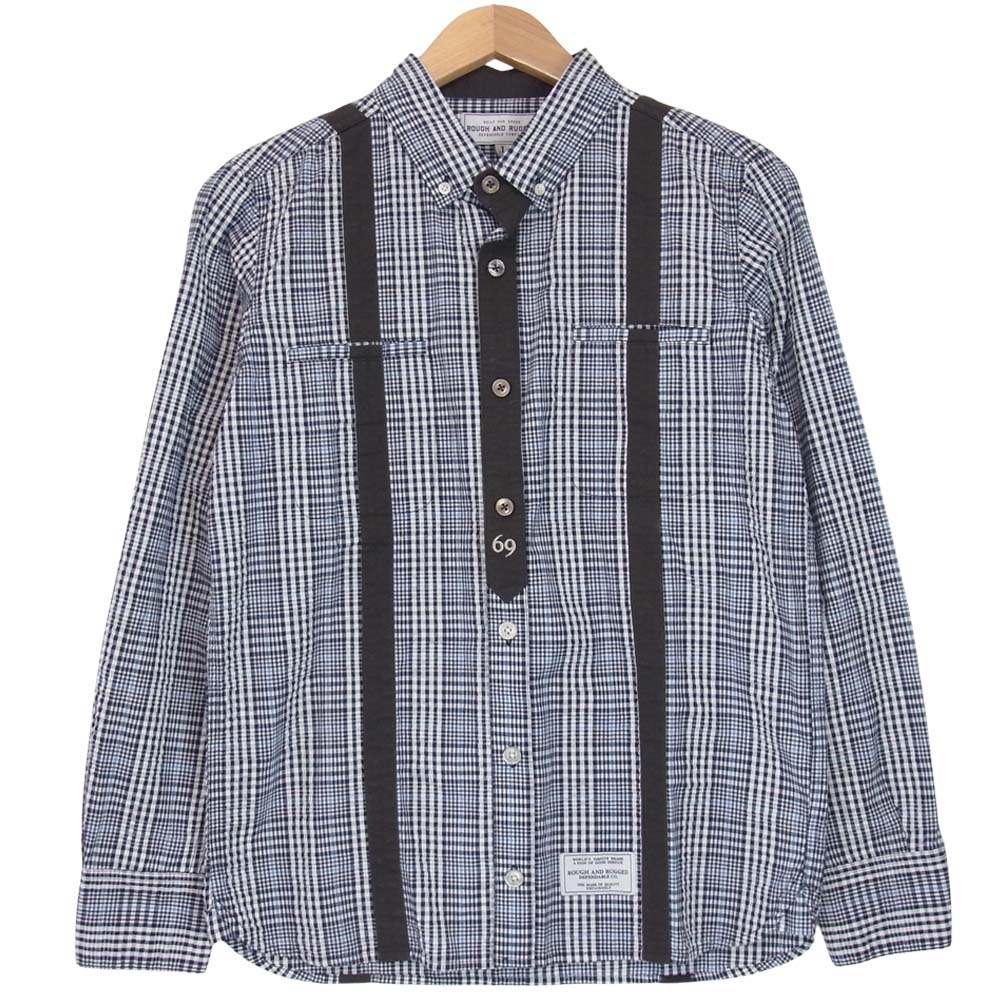 ROUGH and RUGGED ラフアンドラゲッド RR17-2-S02 TRASH シアサッカーチェック 長袖 シャツ チャコール系 1【新古品】【未使用】【中古】