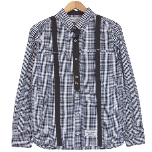 ROUGH and RUGGED ラフアンドラゲッド RR17-2-S02 TRASH シアサッカーチェック 長袖 シャツ チャコール系 1【新古品】【未使用】【中古】