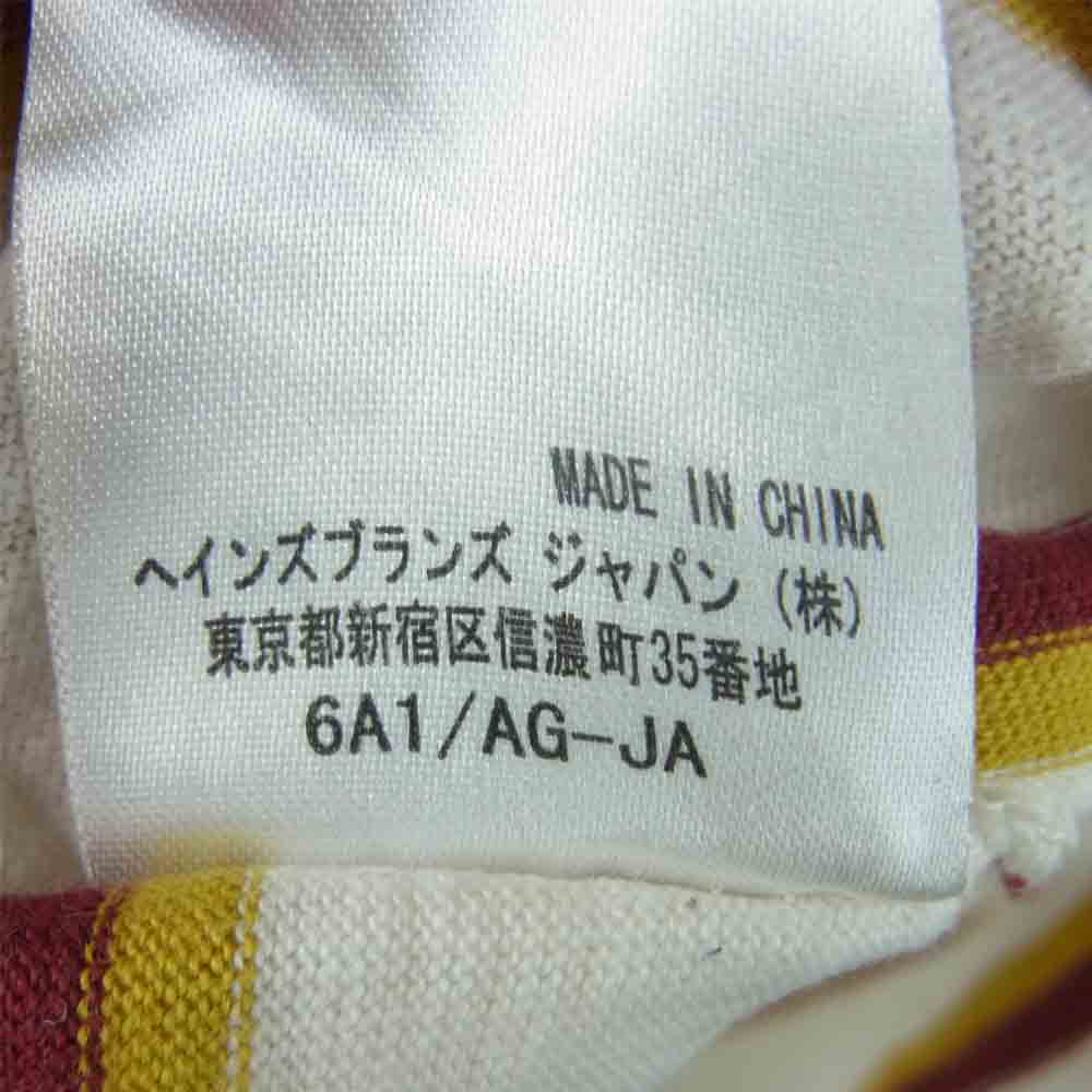 Champion チャンピオン C3-K318 小文字ランタグ 復刻 ボーダー 半袖 Tシャツ ホワイト系 レッド系 イエロー系 M【中古】