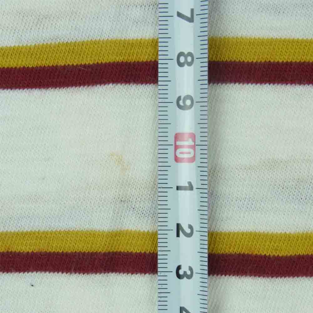 Champion チャンピオン C3-K318 小文字ランタグ 復刻 ボーダー 半袖 Tシャツ ホワイト系 レッド系 イエロー系 M【中古】