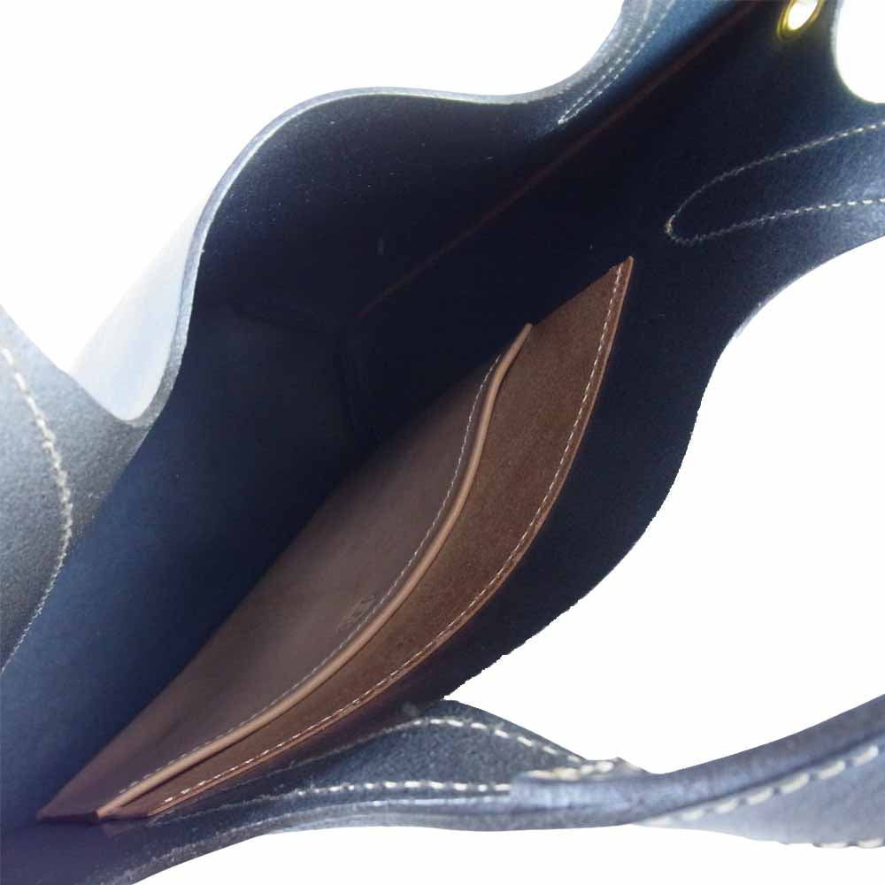 アーリーハリウッド 本革 レザー ハトメ ハンドバッグ ハンド バッグ ネイビー系【中古】
