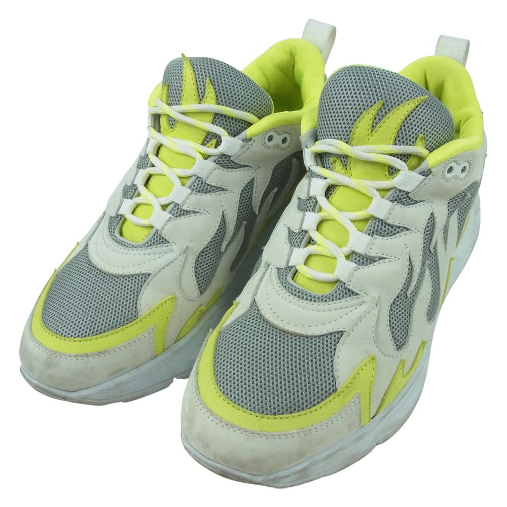 フォーミースタジオ THUNDER サンダーパターン スニーカー グレー系 イエロー系 42【中古】