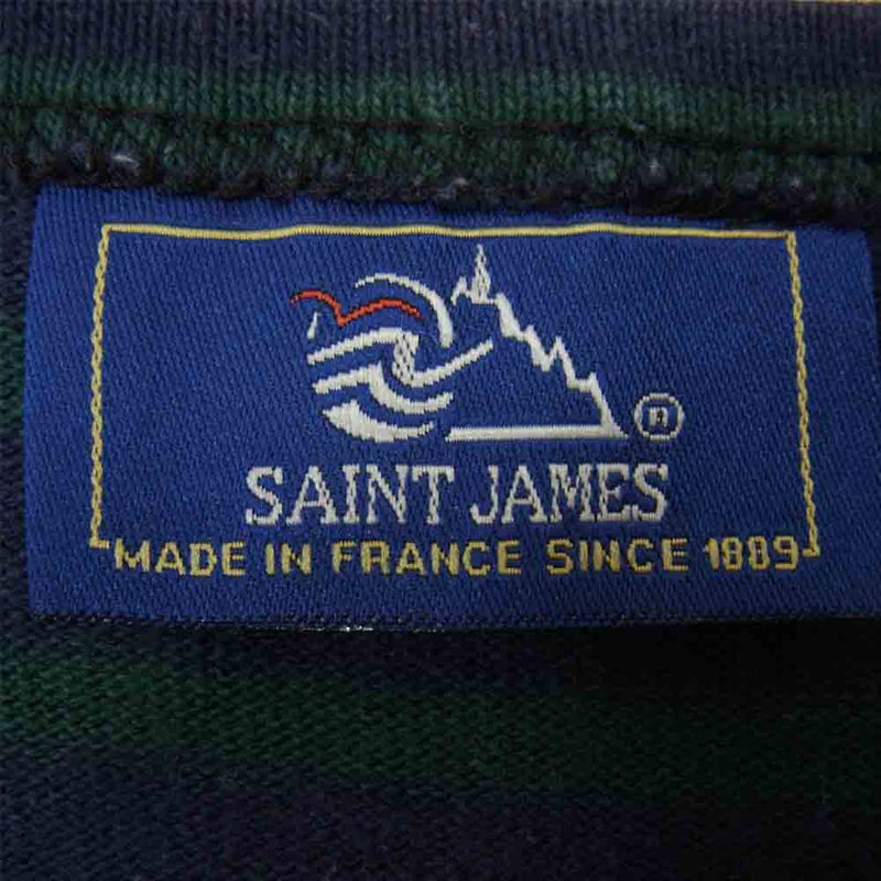 SAINT JAMES セントジェームス OUESSANT ウエッソン 長袖Tシャツ ボーダー 紺緑 ネイビー系 サイズ表記無【中古】