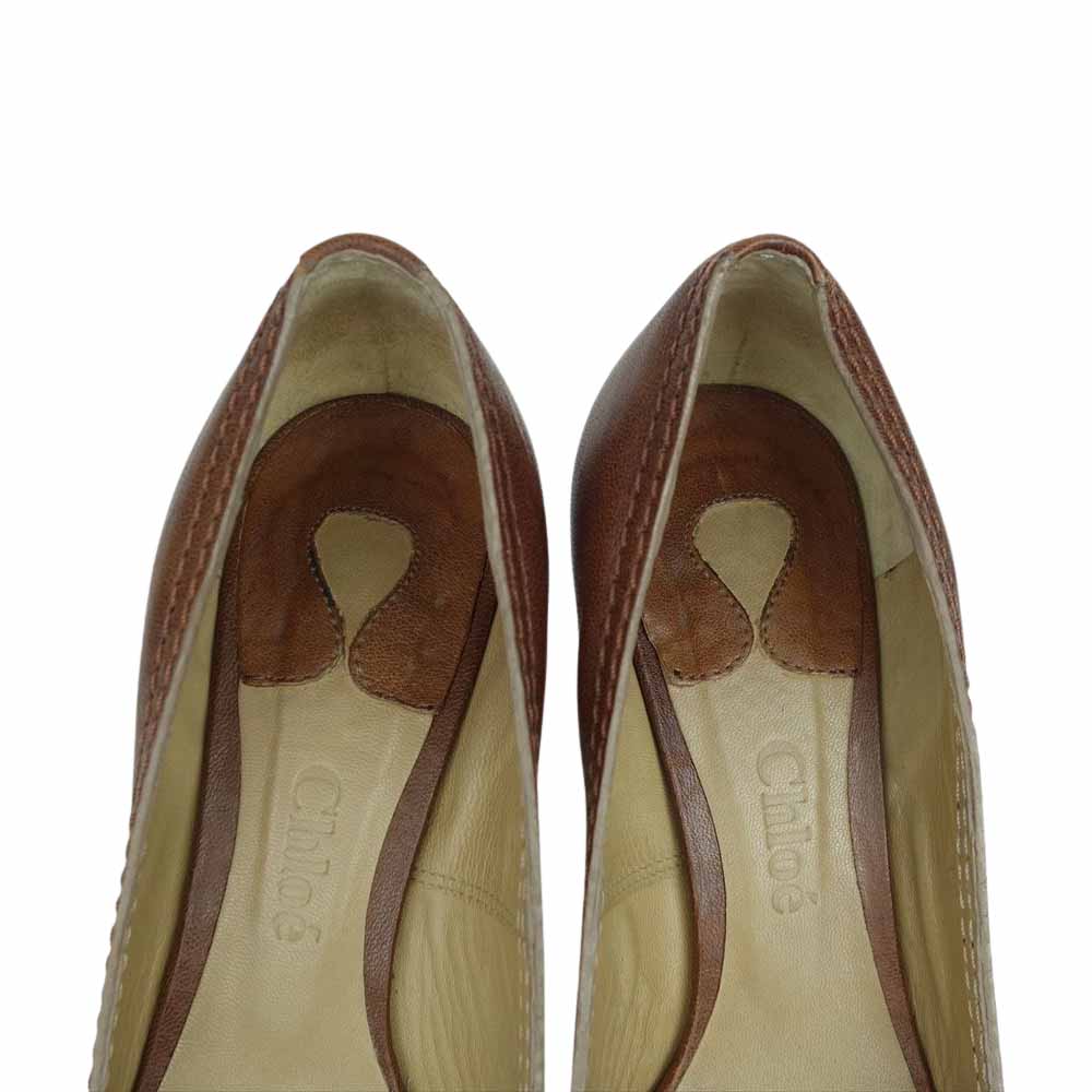 Chloe クロエ CH10070 レザー ヒール パンプス ブラウン系 37【中古】