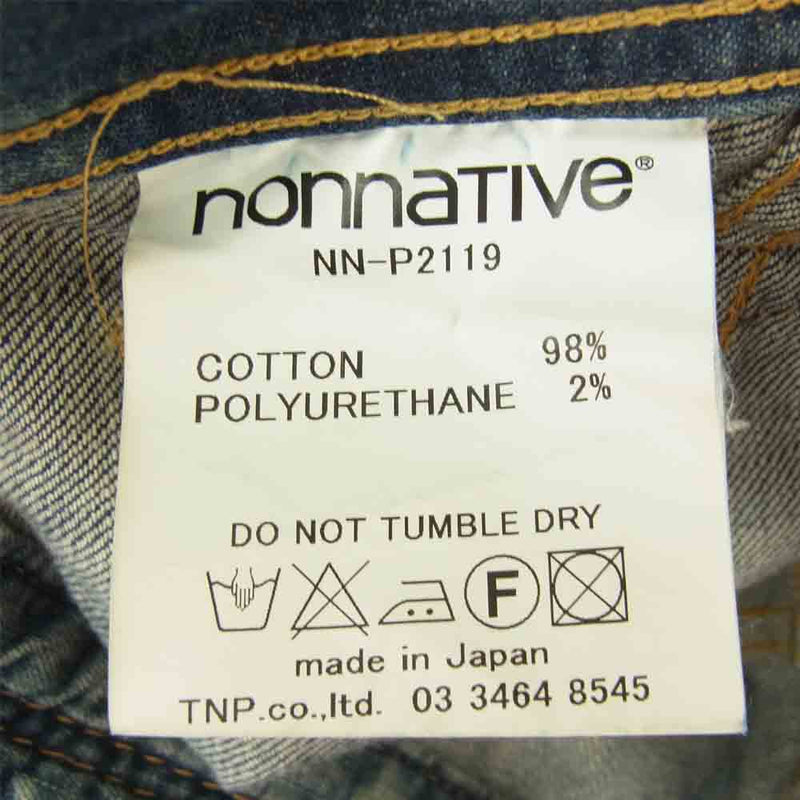 nonnative ノンネイティブ NN-P2119 DWELLER 5P JEANS TIGHT FIT-C/P DENIM STRETCH VW インディゴブルー系 2【中古】