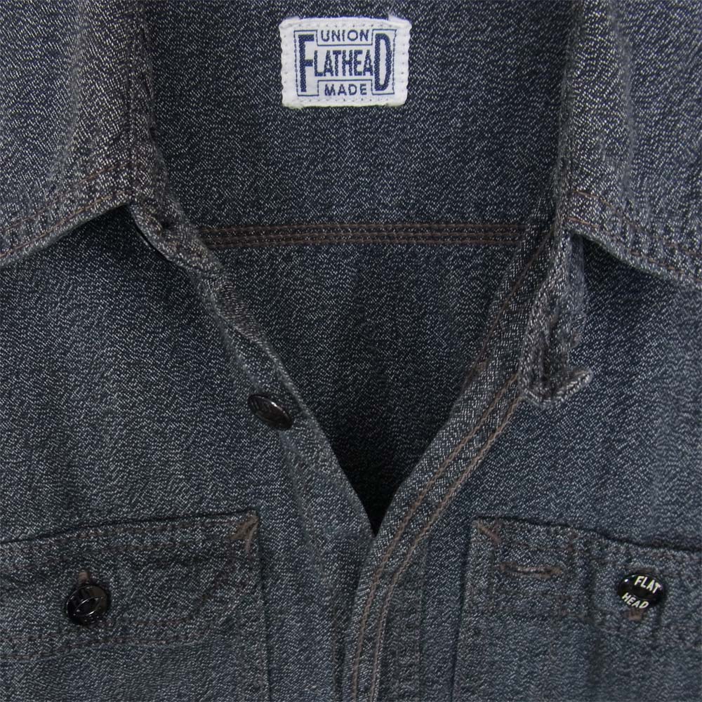 THE FLAT HEAD ザフラットヘッド チンスト付き ワーク シャツ グレー系 サイズ表記無【中古】