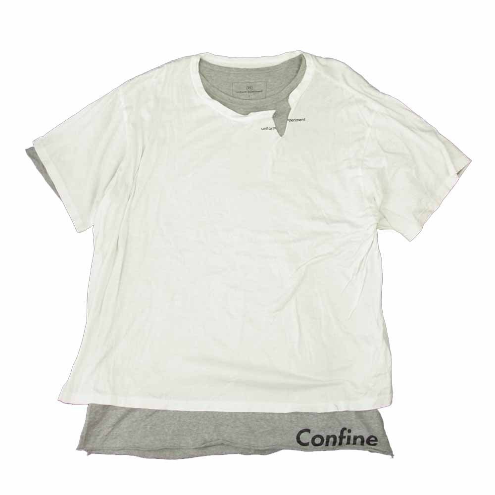 uniform experiment ユニフォームエクスペリメント UE-180061 2 IN 1 LAYERED TEE レイヤード Tシャツ ホワイト系 3【中古】