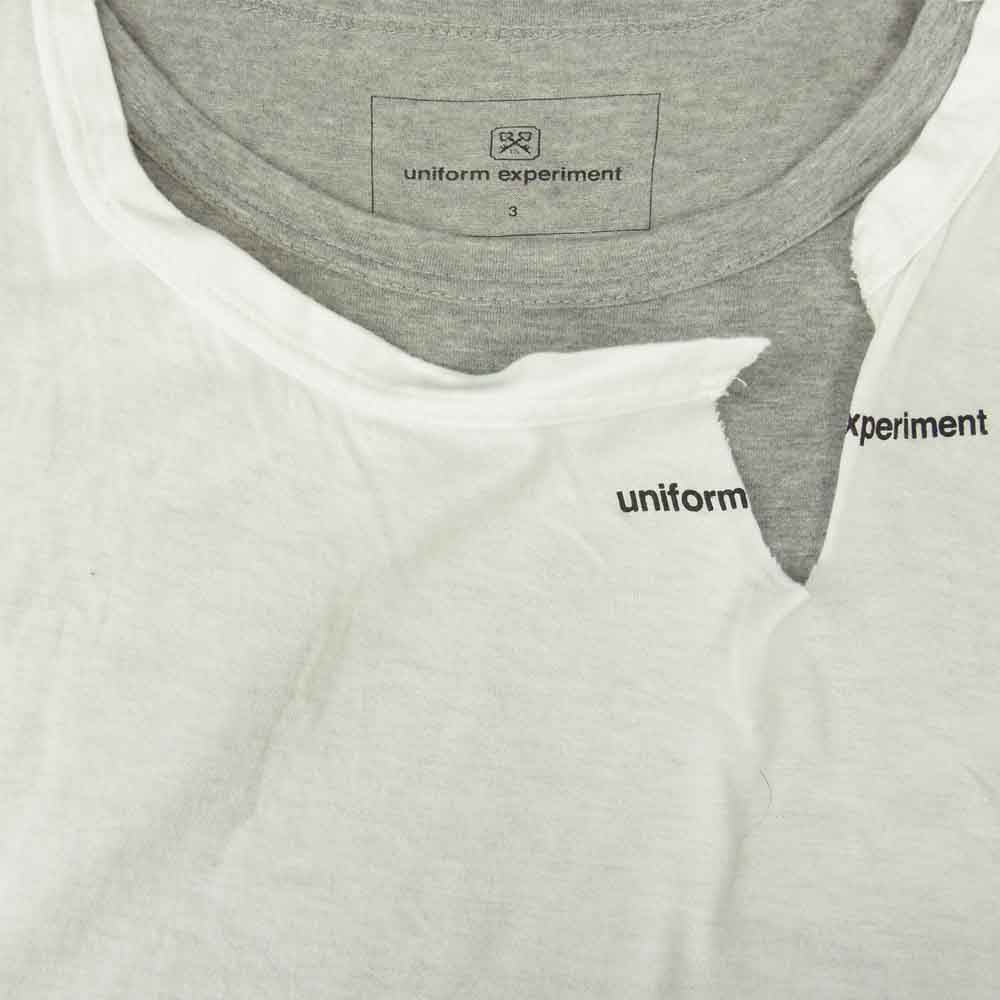 uniform experiment ユニフォームエクスペリメント UE-180061 2 IN 1 LAYERED TEE レイヤード Tシャツ ホワイト系 3【中古】